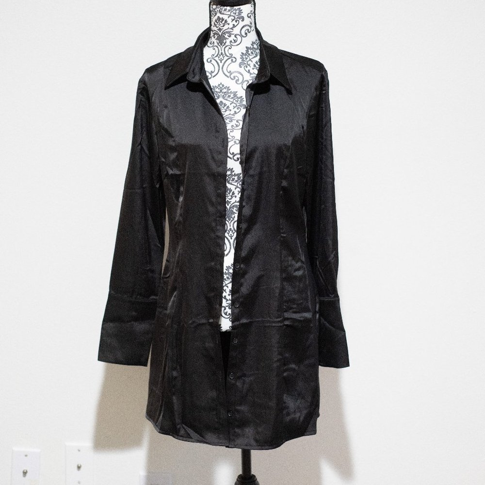 Black silky long shirt